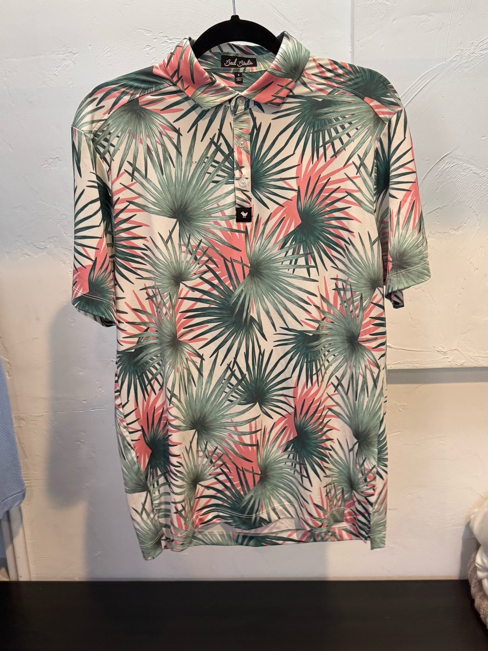 Bad Birdie Tropical Palm Print Polo - Men’s Small